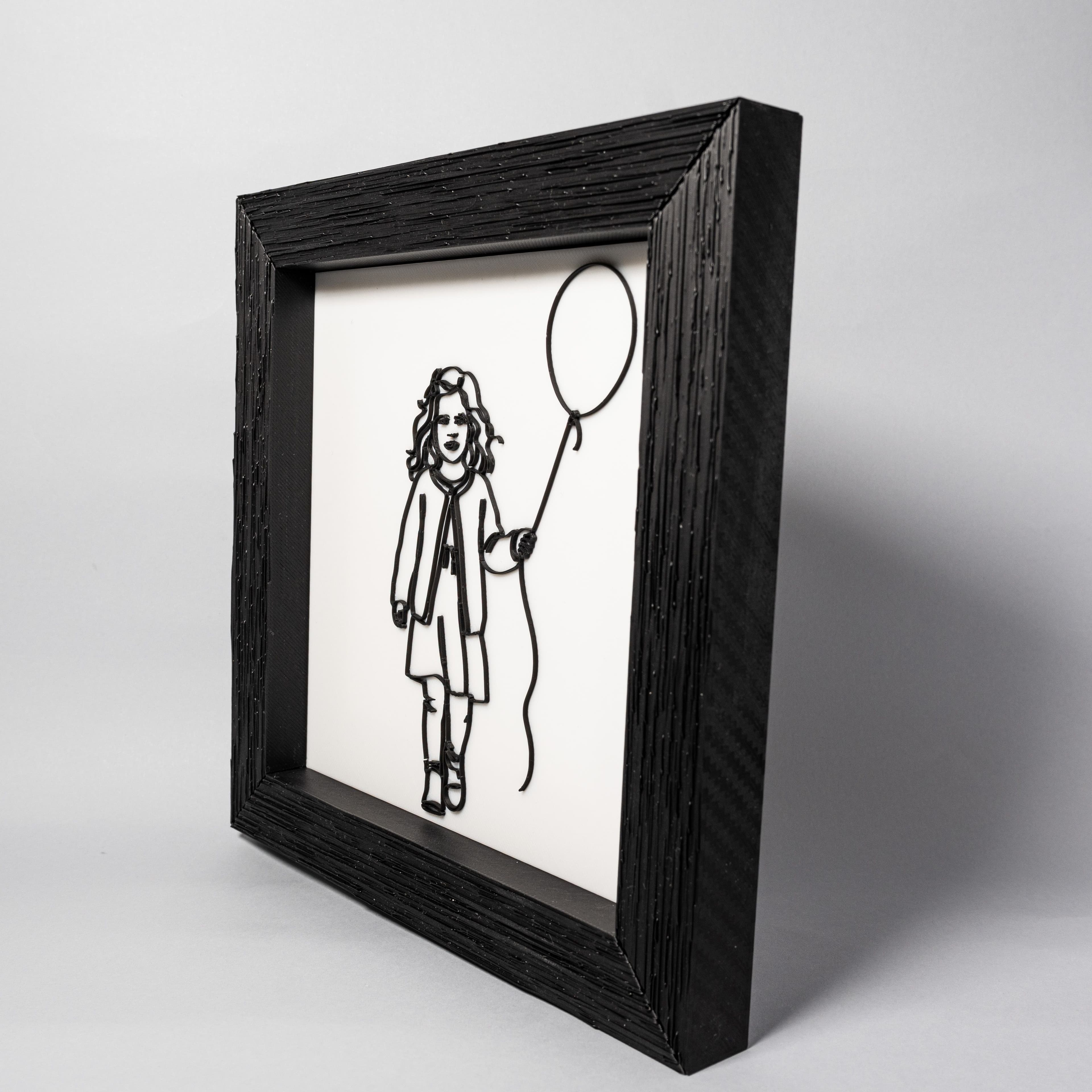 cuadro en 3d de un retrato de una niña